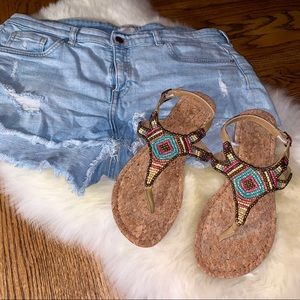 Beaded Cork Sandals size 9